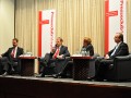 v.l.n.r. Wulf Gallert (DIE LINKE), Jens Bullerjahn (SPD), Dr. Jörg Kürschner (Moderation) und Dr. Reiner Haseloff (CDU) Podiumsdiskussion mit den Spitzenkandidaten zur Landtagswahl 2011 in Sachsen-Anhalt am 08.02.2011 im Maritim Hotel Magdeburg.