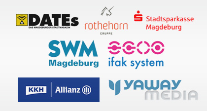 mit Unterstützung von DATEs, Stadtsparkasse Magdeburg, SWM, ifak system GmbH, KKH Allianz, Yaway Media und rothehorn Gruppe